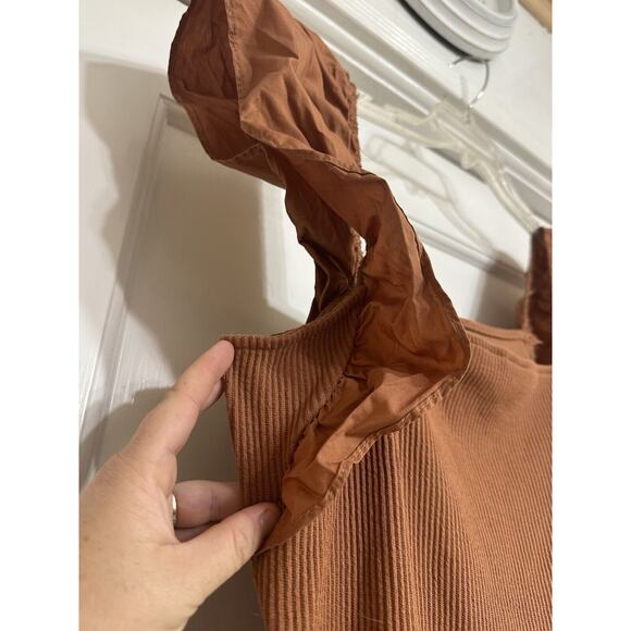 A New Day Ruffle Sleeve Ribbed Tank, Brown, Elastic Hem, Stretch, XL - Picture 5 of 10